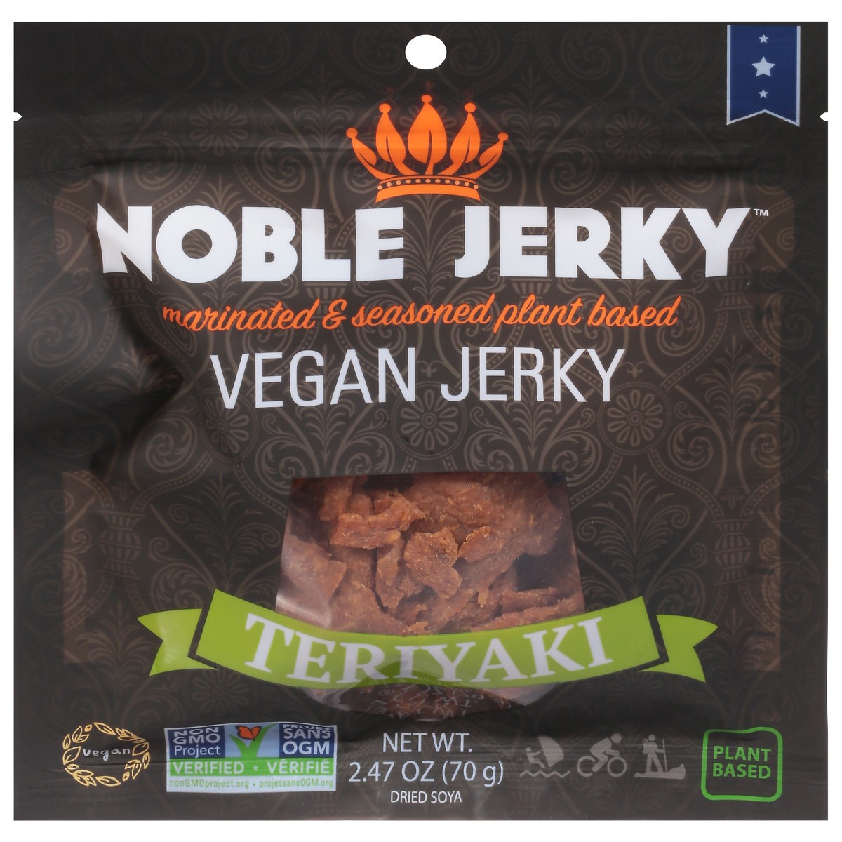 slide 3 of 4, Noble Jerky Vegan Teriyaki Jerky 2.47 oz, 2.47 oz