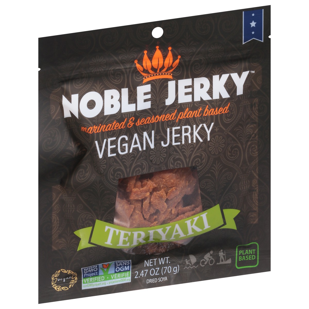 slide 4 of 4, Noble Jerky Vegan Teriyaki Jerky 2.47 oz, 2.47 oz
