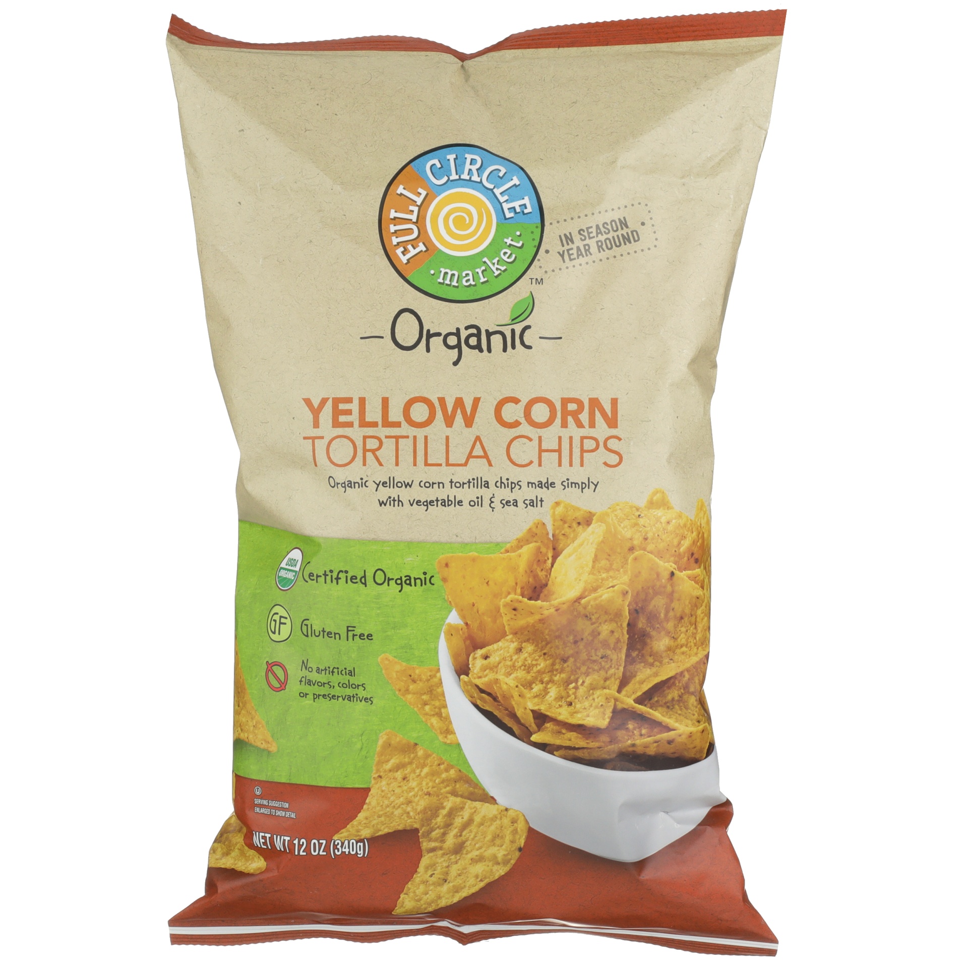 slide 1 of 1, Full Circle Market Organic Yellow Corn Tortilla Chips, 12 oz