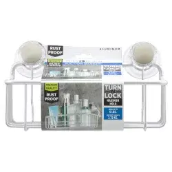 InterDesign Metro Aluminum Turn-N-Lock Suction Bathroom Shower Basket, Silver