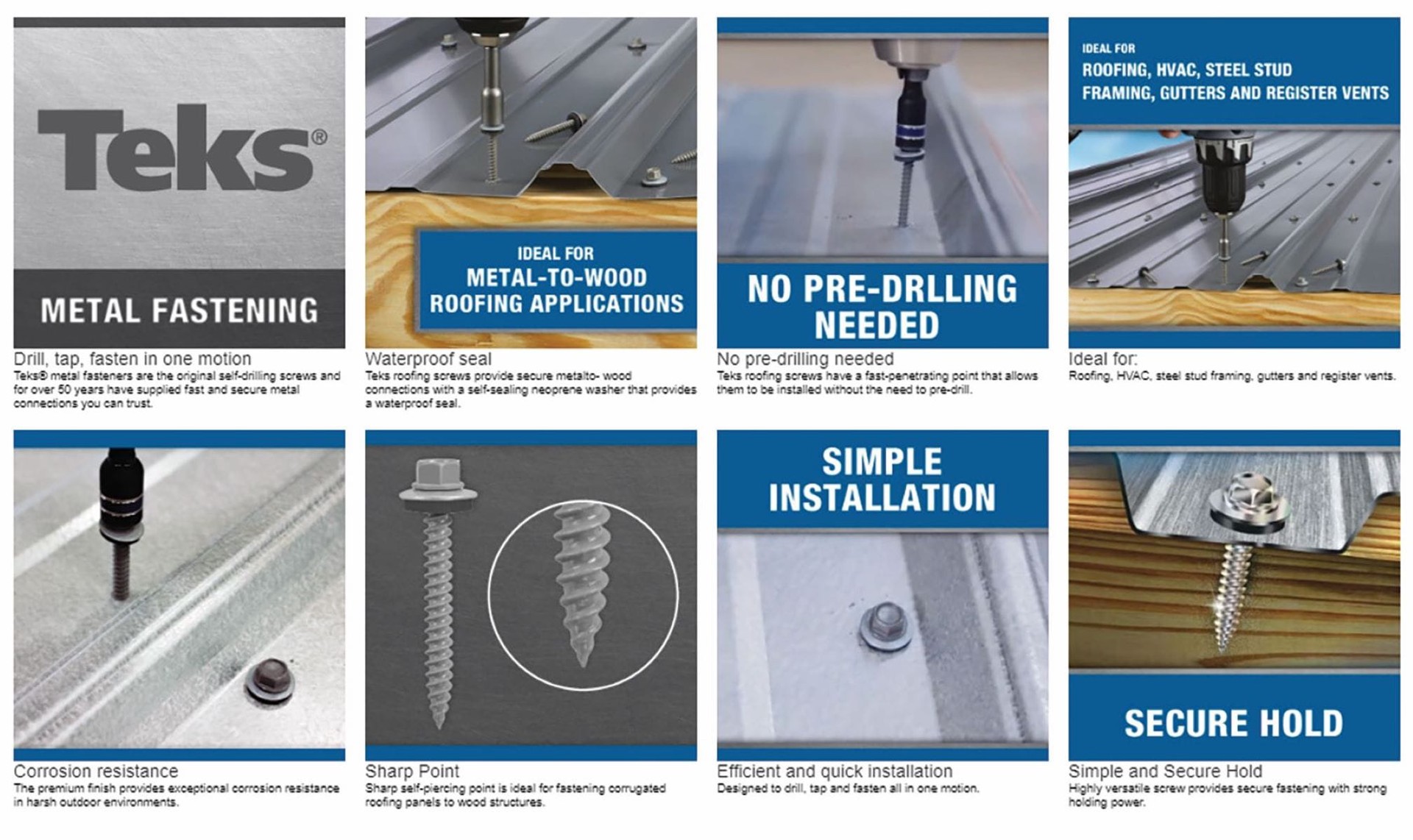 slide 3 of 6, Teks #9 x 1-in Gray Zinc-plated Sharp Roofing Screws 120 -Count, 1 ct