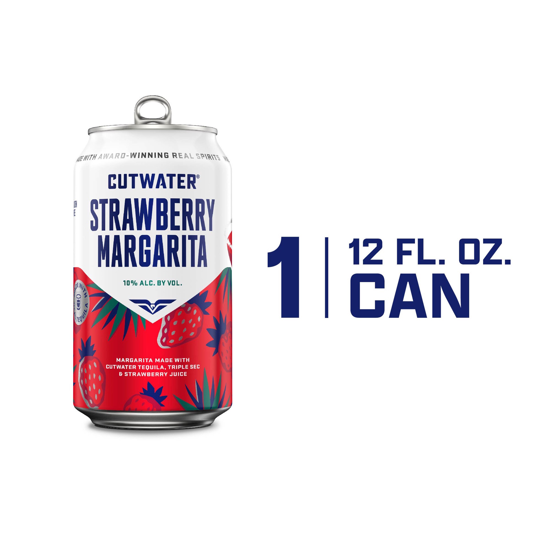 slide 3 of 4, Cutwater Spirits Tequila Strawberry Margarita 355 ml Can, 12 fl oz