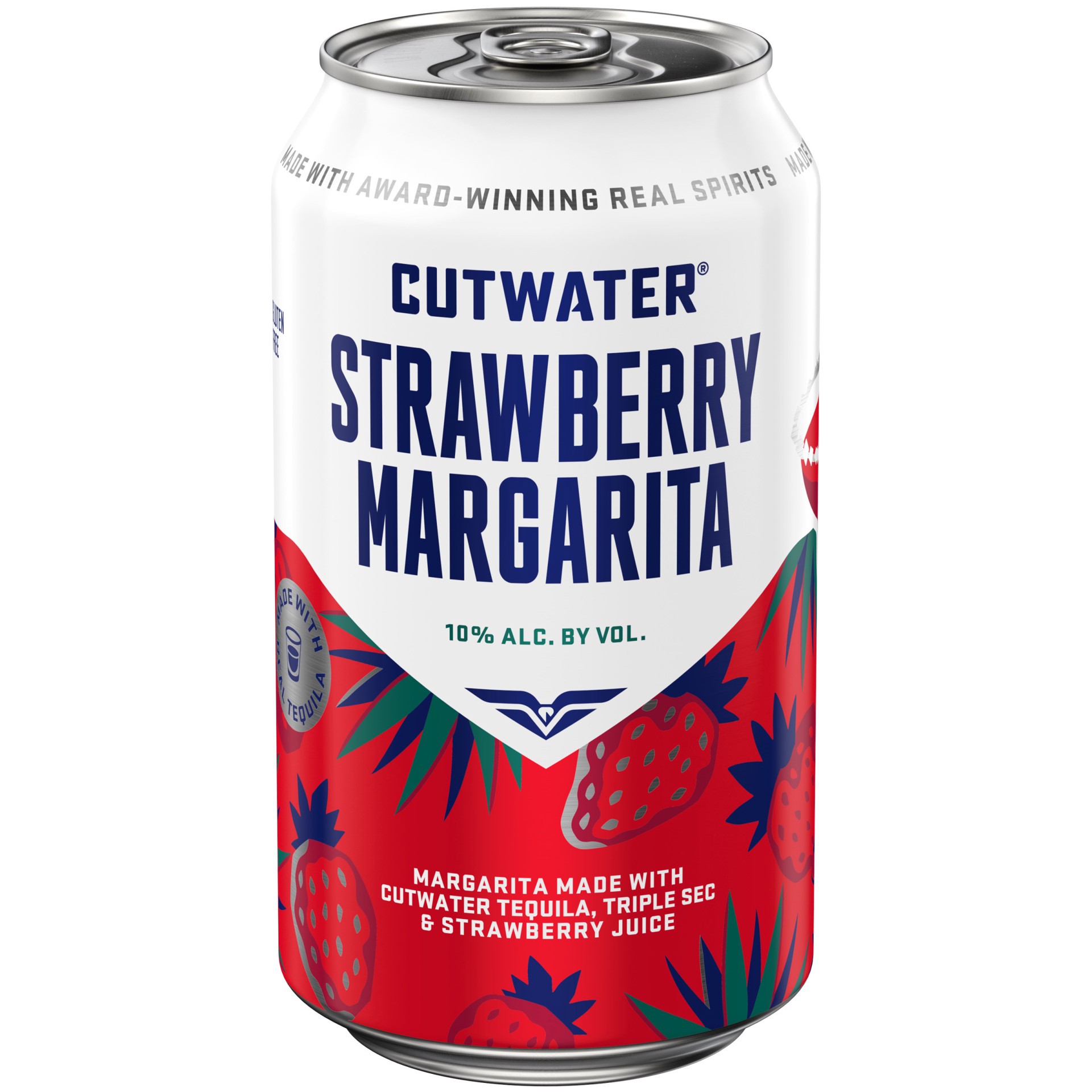 slide 1 of 4, Cutwater Spirits Tequila Strawberry Margarita 355 ml Can, 12 fl oz