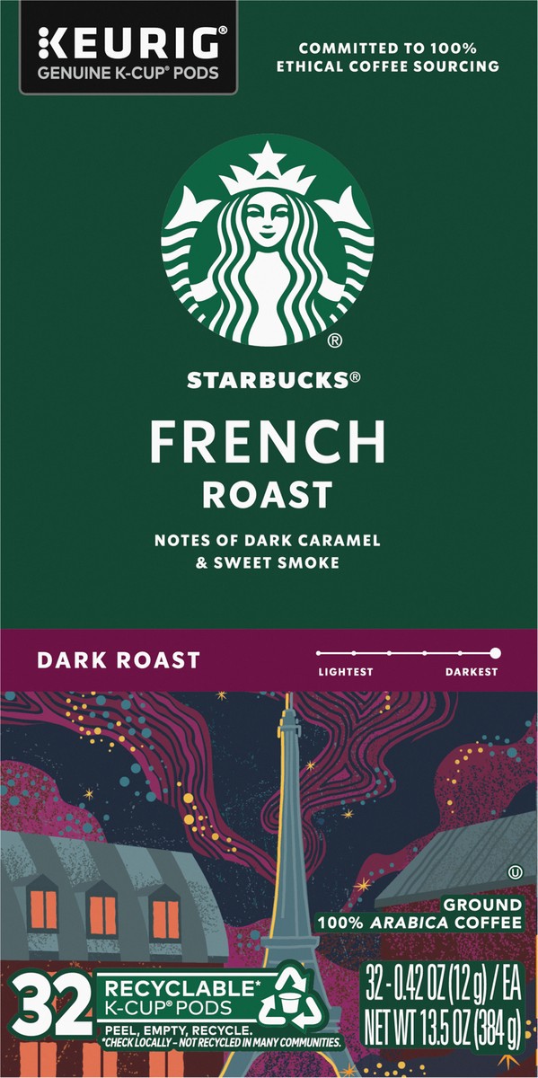 slide 7 of 9, Starbucks French Roast K-Cup Pods, 32 ct