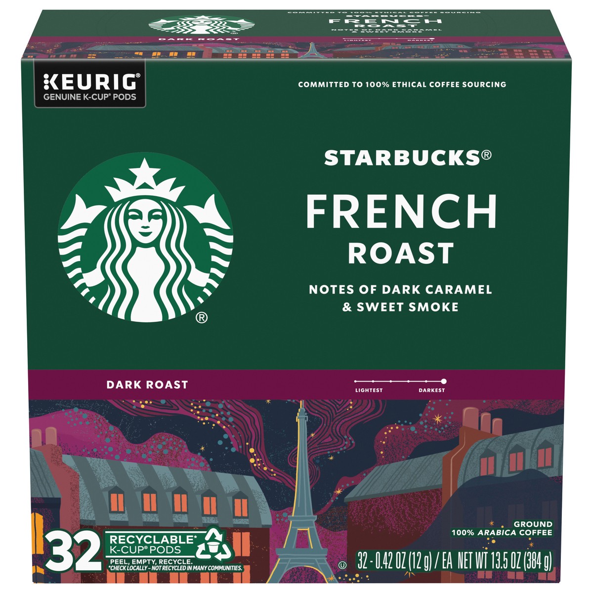 slide 1 of 9, Starbucks French Roast K-Cup Pods, 32 ct