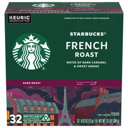 Starbucks K-Cup Pods Dark Roast Ground French Roast Coffee 32 - 0.42 oz ea