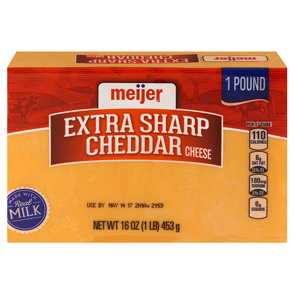 slide 1 of 2, Meijer Chunk Extra Sharp Cheddar Cheese, 16 OZ     