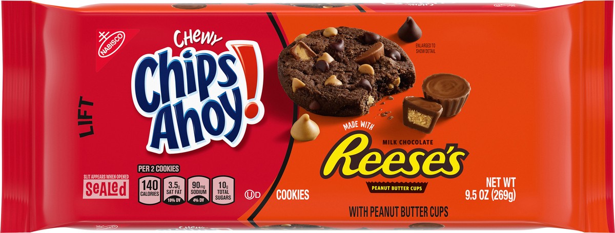 slide 9 of 11, CHIPS AHOY! Chewy Reese's Peanut Butter Cup Chocolate Cookies, 1 Pack (9.5 oz.), 9.5 oz