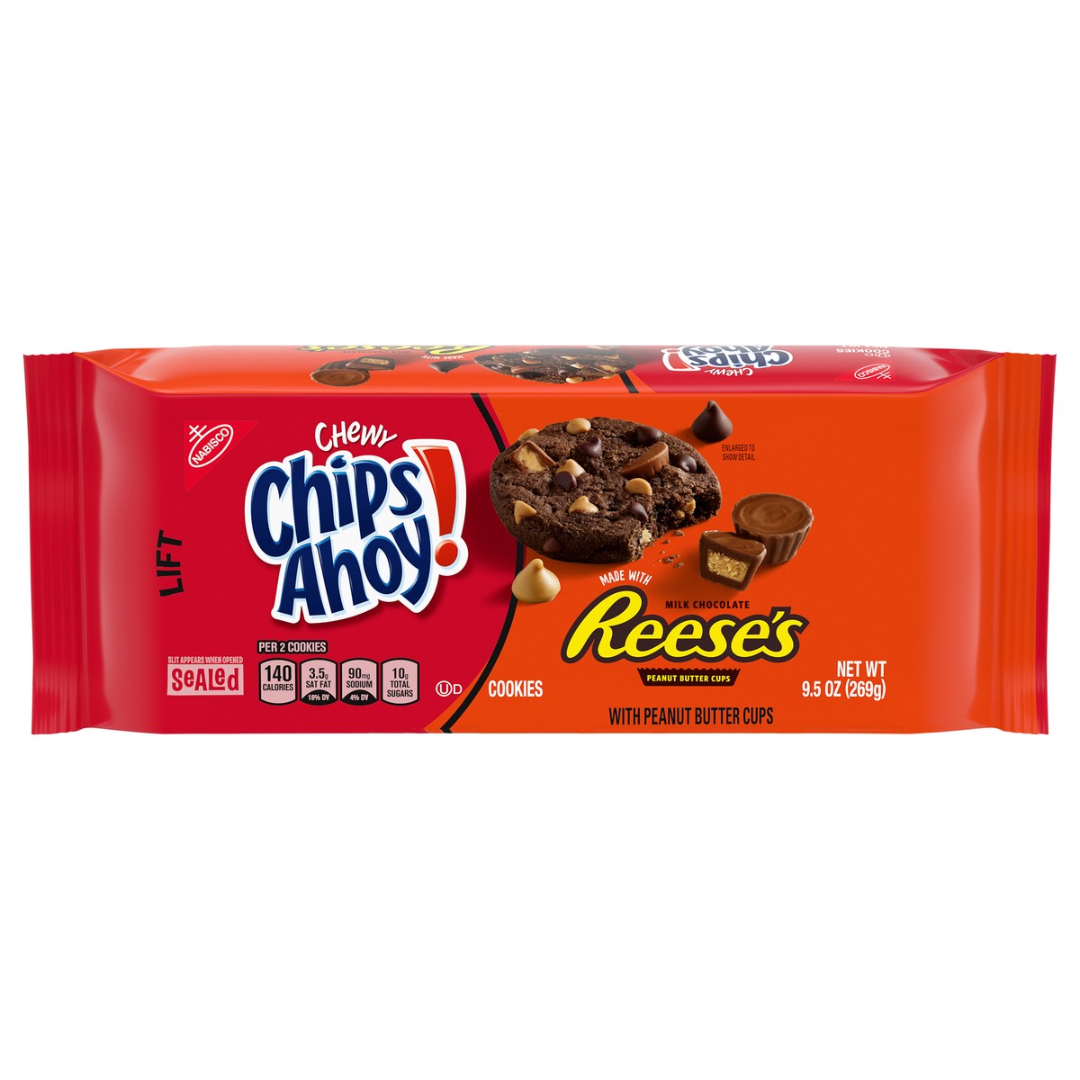 slide 11 of 11, CHIPS AHOY! Chewy Reese's Peanut Butter Cup Chocolate Cookies, 1 Pack (9.5 oz.), 9.5 oz