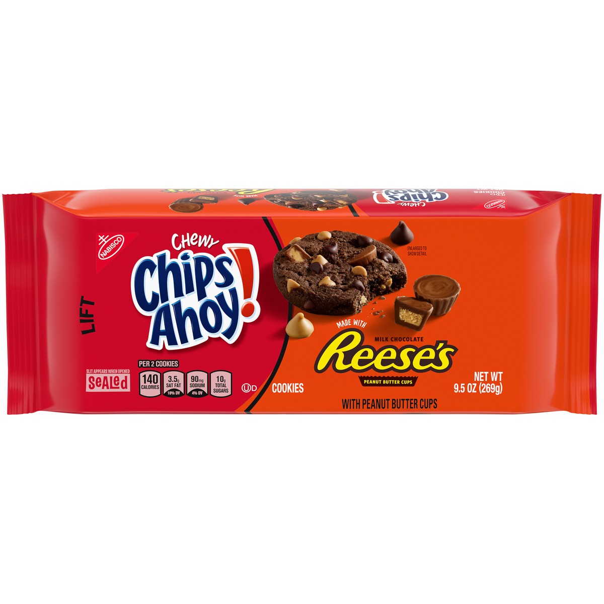 slide 1 of 11, CHIPS AHOY! Chewy Reese's Peanut Butter Cup Chocolate Cookies, 1 Pack (9.5 oz.), 9.5 oz