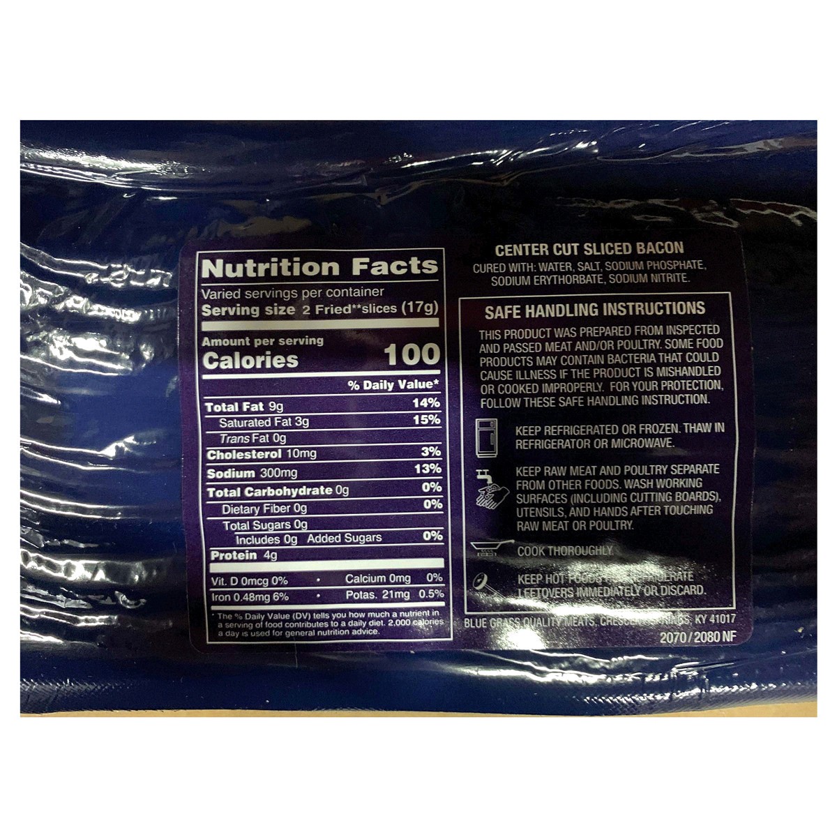 slide 2 of 2, Blue Grass Center Cut Bacon, 12 oz, 12 oz