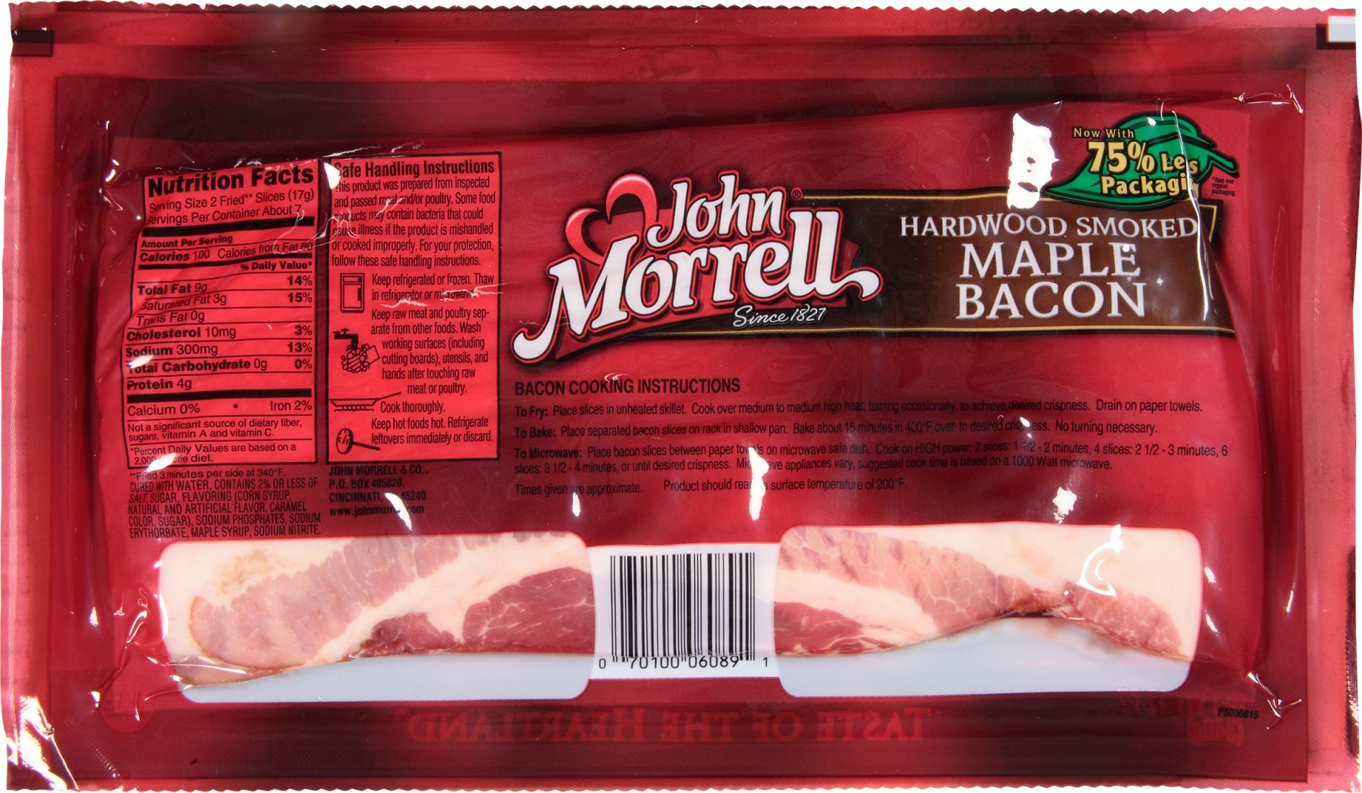 slide 6 of 7, John Morrell Hardwood Smoked Maple Bacon, 12 oz