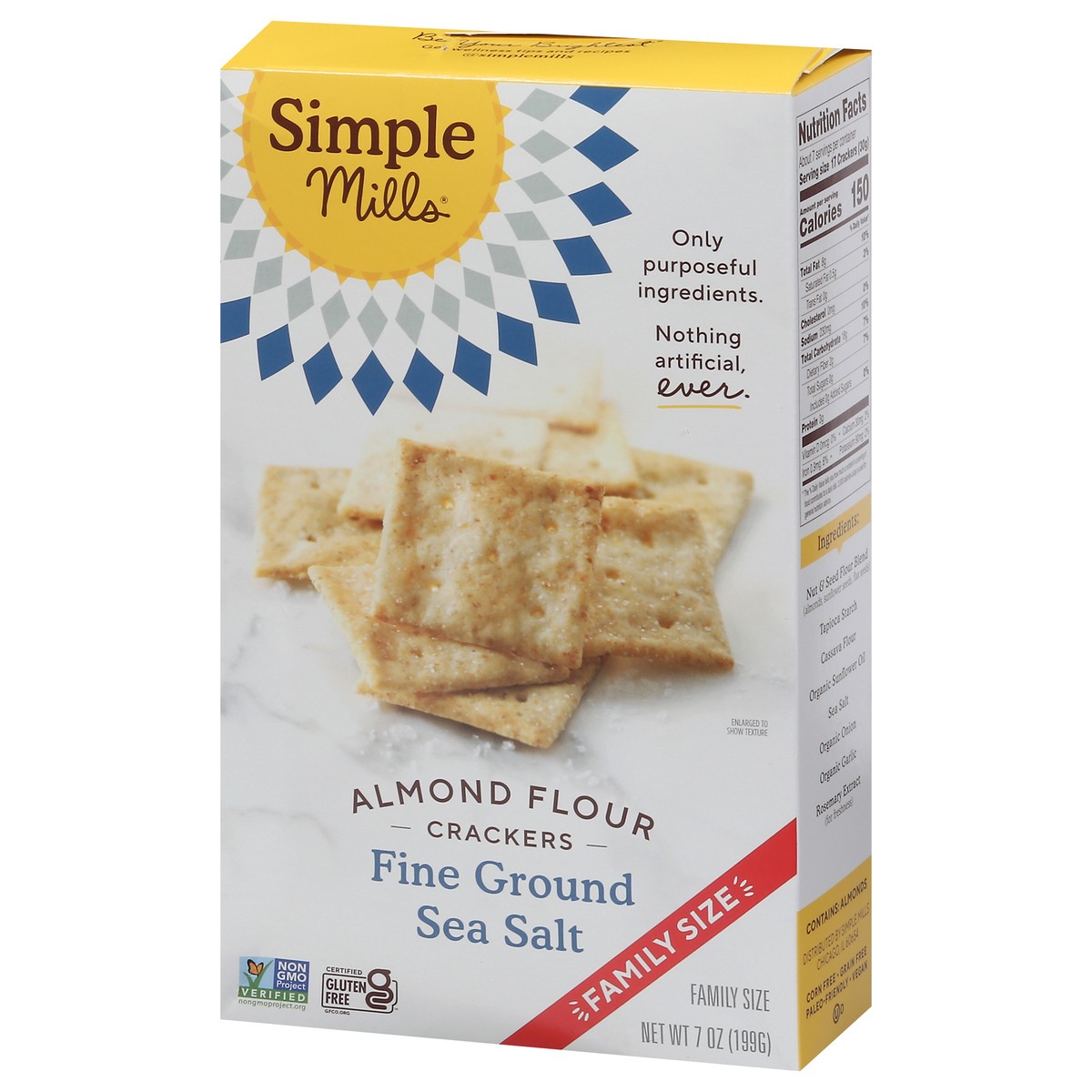 slide 7 of 9, Simple Mills Almond Flour Fine Ground Sea Salt Crackers Family Size 7 oz, 7 oz