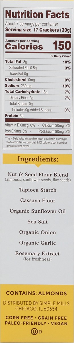 slide 6 of 9, Simple Mills Almond Flour Fine Ground Sea Salt Crackers Family Size 7 oz, 7 oz