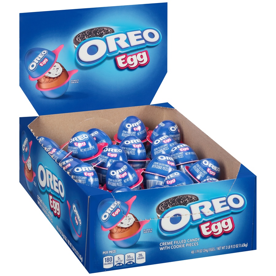 slide 4 of 8, Oreo Egg Creme Filled Candy with Cookie Pieces 48-1.19 oz. Packs, 57.12 oz