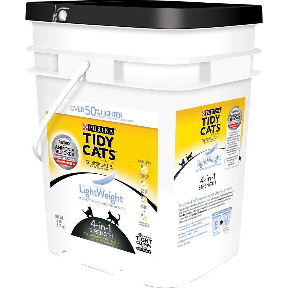 slide 3 of 8, Tidy Cats LightWeight 4-in-1 Strength Clumping Litter for Multiple Cats, 17 lb