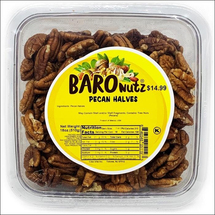 slide 1 of 1, Baro Nuts Mw Pecan Halves, 18 oz