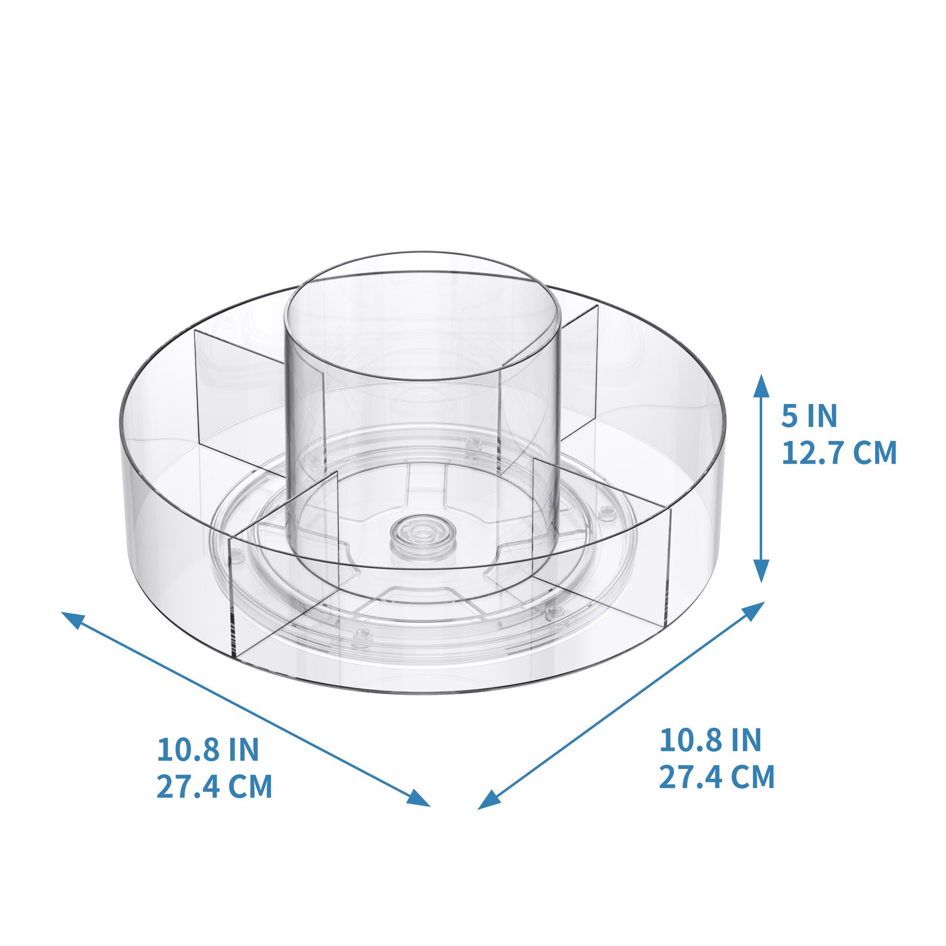 slide 6 of 6, 11" Clear Rotating Storage Tray By Simply Tidy, 11 in x 5 in