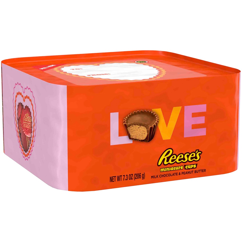 slide 1 of 1, Reese's Reeses Valentines Peanut Butter Cups Miniatures, 7.3 oz