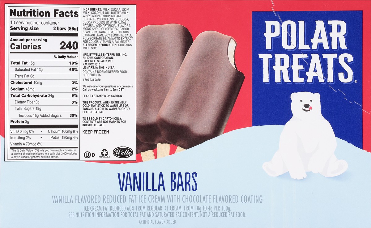 slide 5 of 9, Polar Treats Vanilla Ice Cream Bars 20 - 2.25 fl oz ea, 20 ct