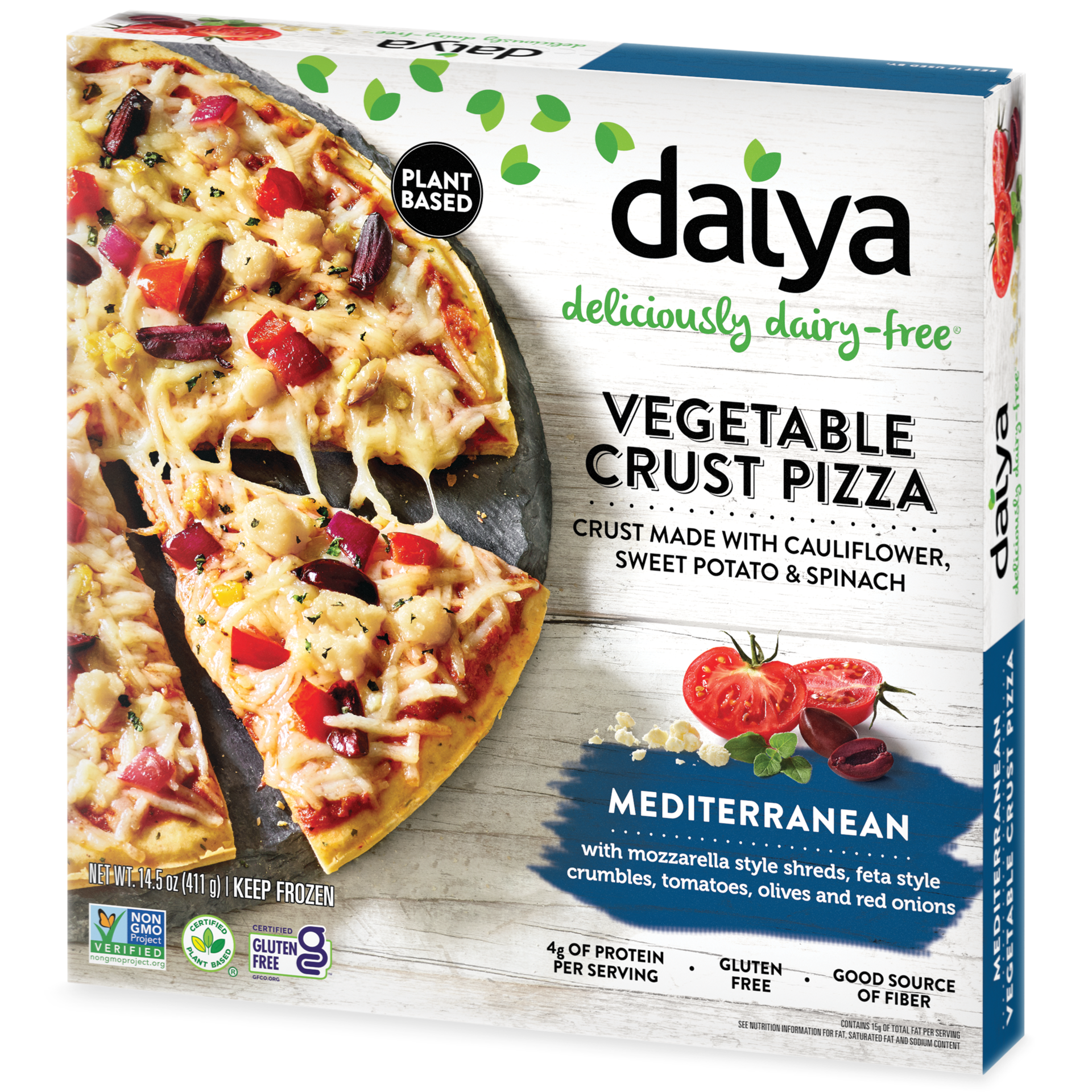 slide 1 of 13, Daiya Dairy Free Mediterranean Vegetable Crust Gluten Free Pizza - 14.5 oz, 1 ct