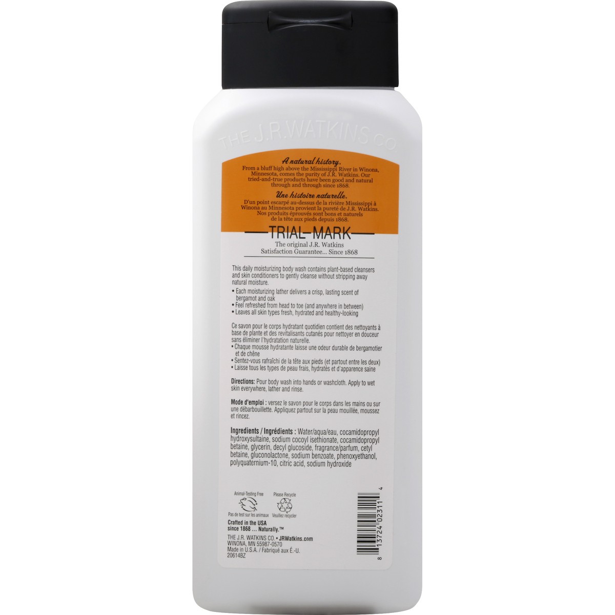 slide 6 of 6, J.R. Watkins Body Wash, Bergamot & Oak, Men's, 1 ct