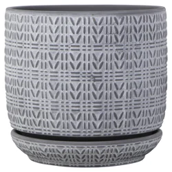Trendspot Ropecraft Ceramic Planter, Grey, 8 in