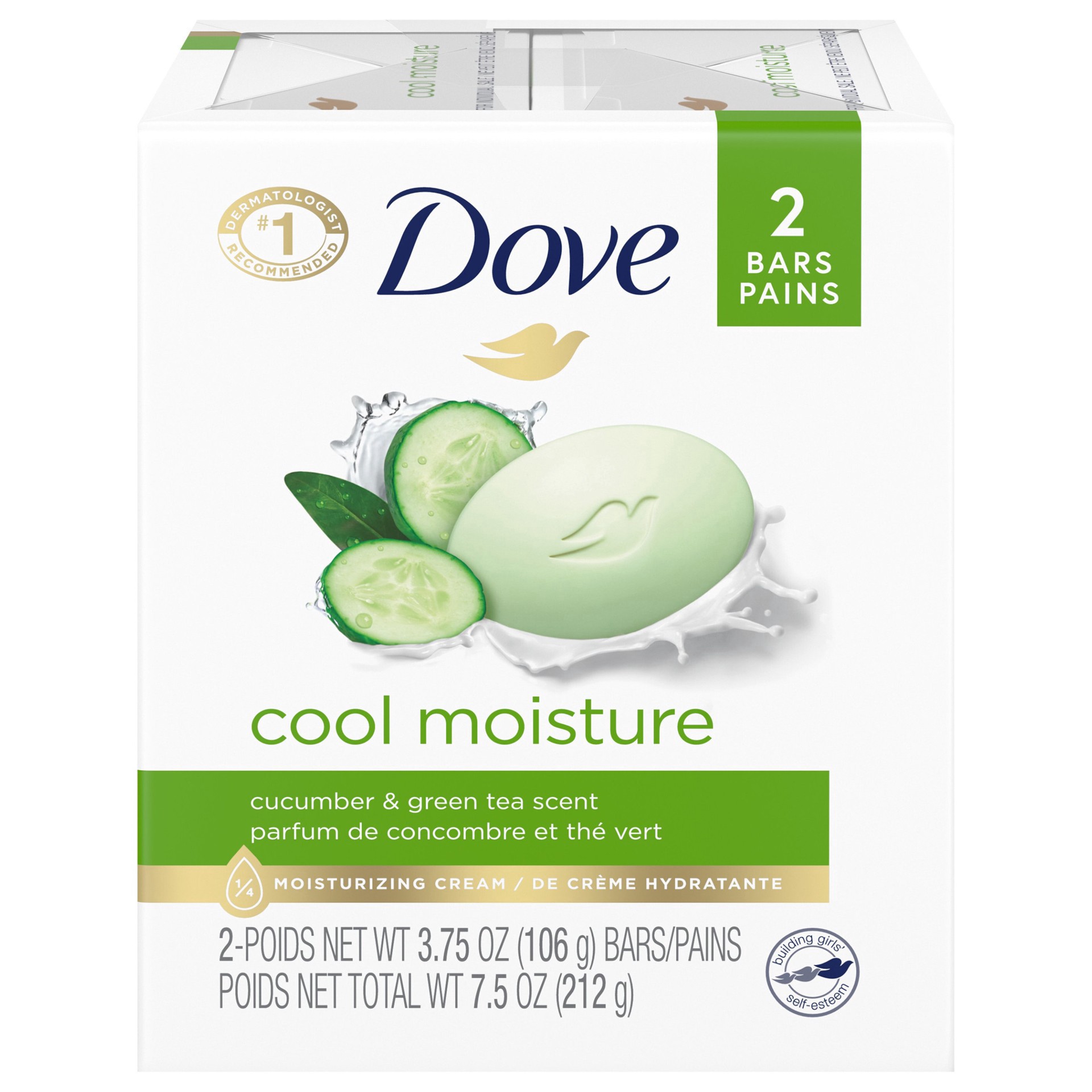slide 1 of 3, Dove Skin Care Cucumber and Green Tea Beauty Bar, 2 ct