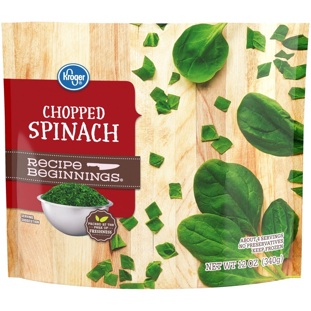 slide 1 of 3, Kroger Recipe Beginnings Frozen Chopped Spinach, 12 oz