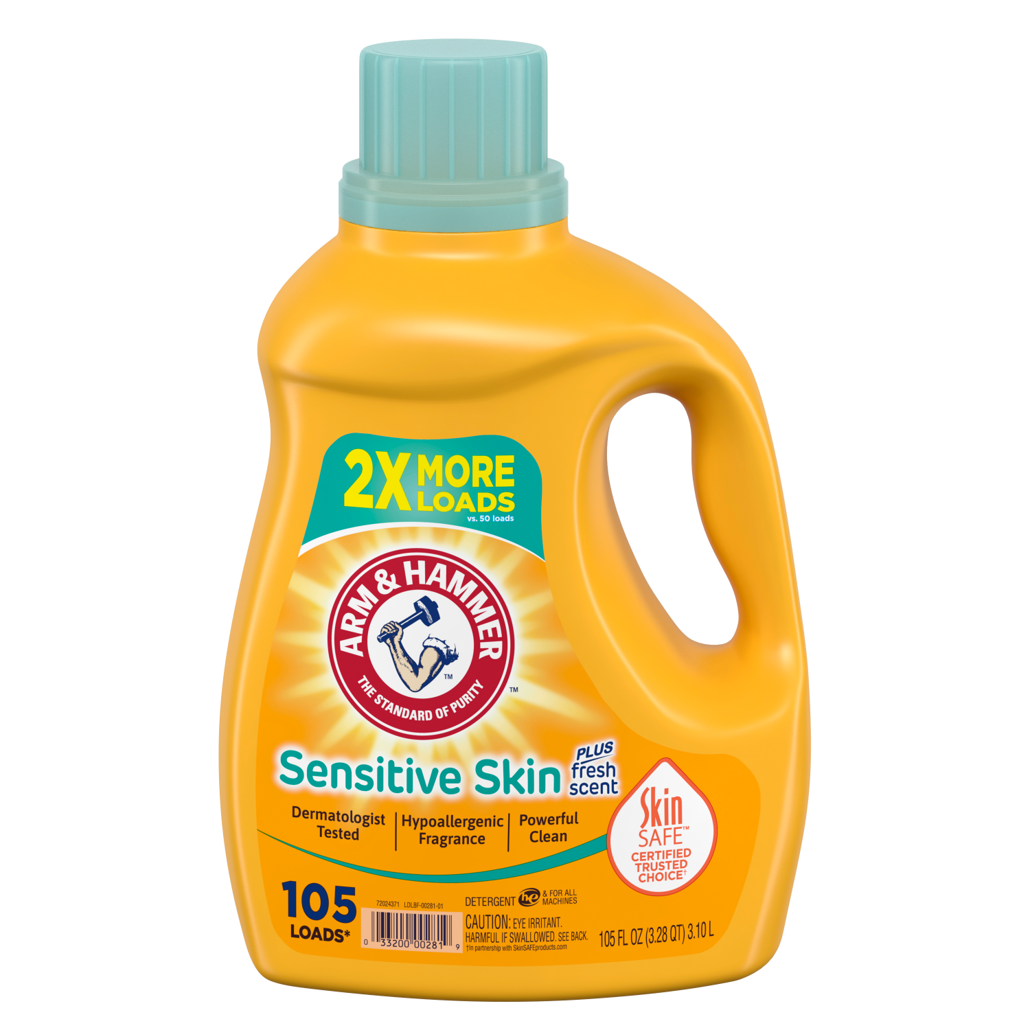 slide 1 of 2, ARM & HAMMER Sensitive Skin Liquid Laundry Detergent, Fresh Scent, 105 fl oz, 105 Loads, 105 fl oz