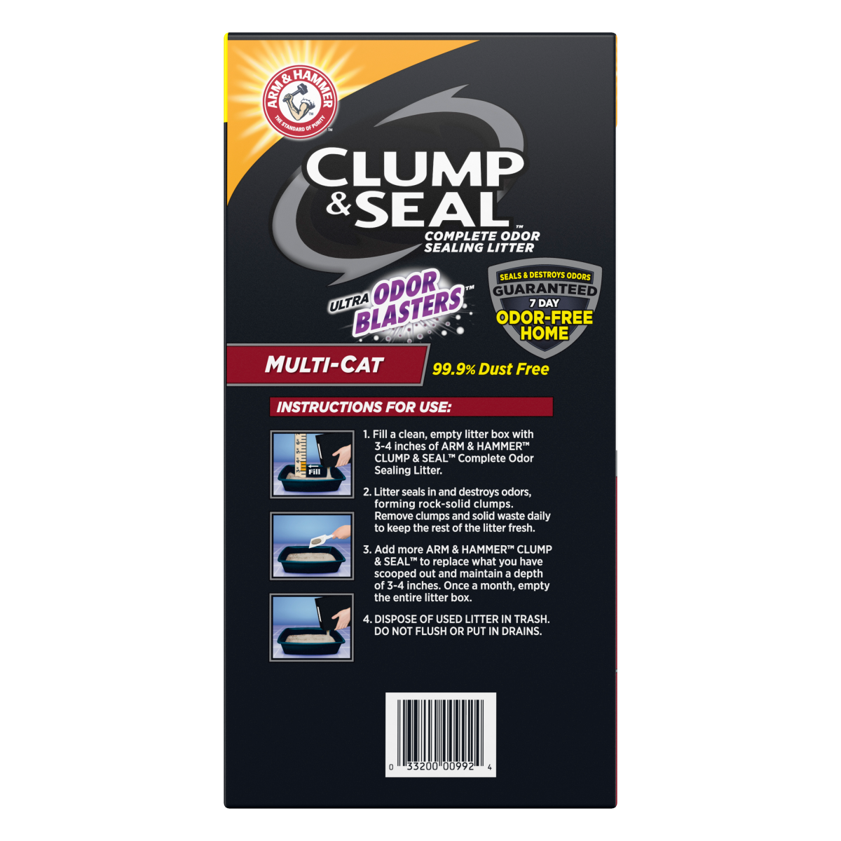 slide 2 of 13, ARM & HAMMER Clump & Seal Multi-Cat Complete Odor Sealing Clumping Cat Litter, 38 lb, 38 lb