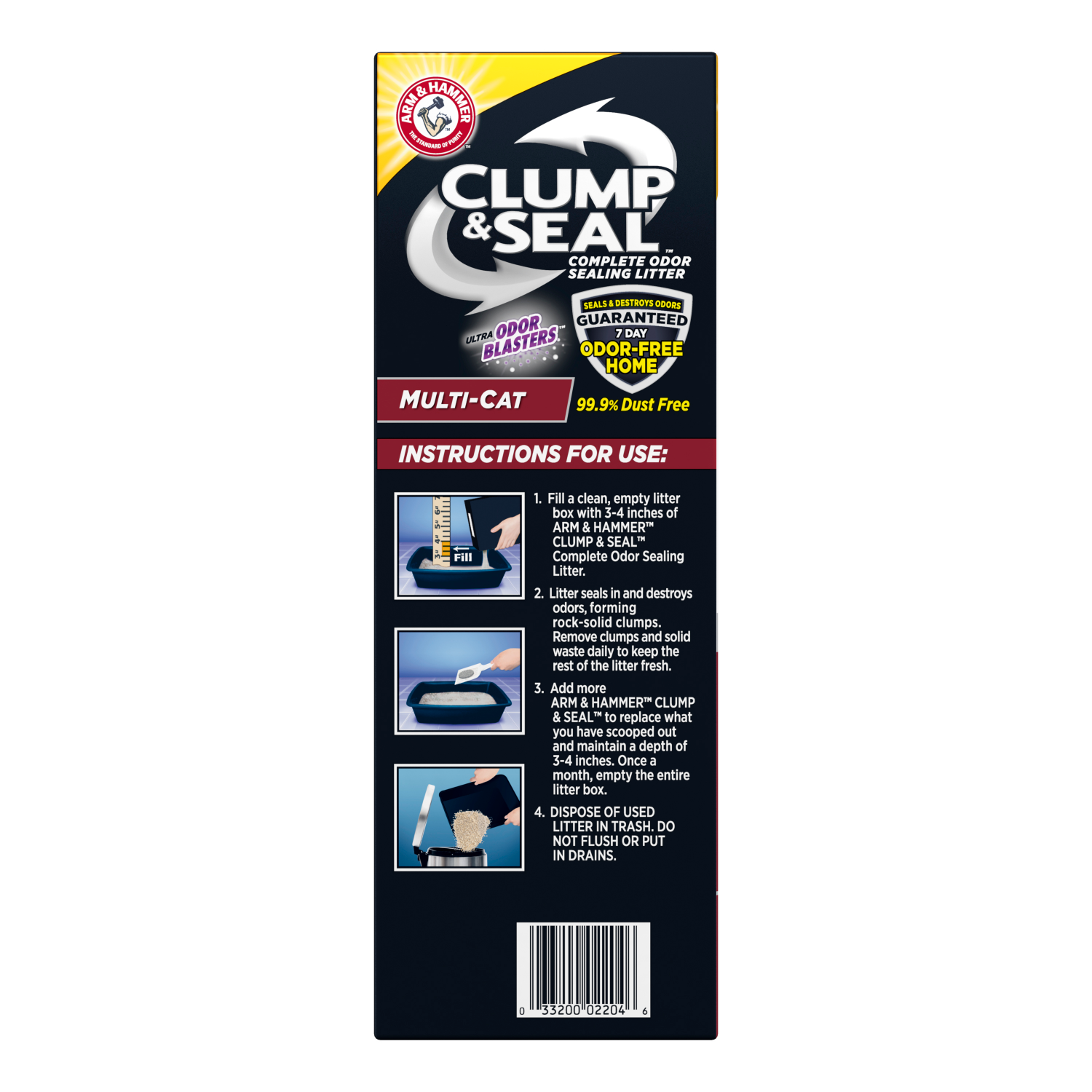 slide 4 of 4, ARM & HAMMER Clump & Seal Complete Multi-Cat Odor Sealing Litter 19 lb, 19 lb