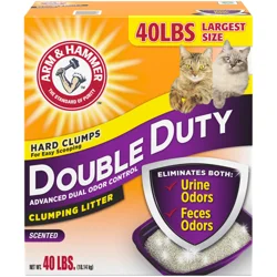 ARM & HAMMER Double Duty Dual Advanced Odor Control Scented Clumping Cat Litter, 40 lb