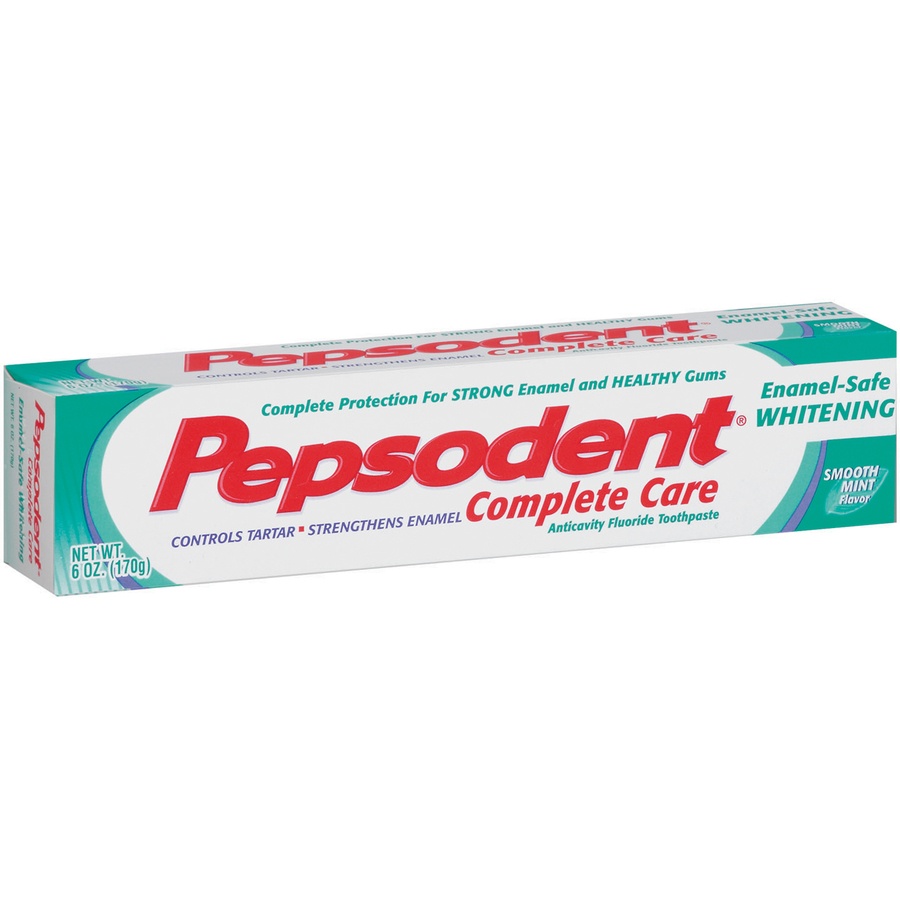 slide 2 of 3, Pepsodent Complete Care Enamel-Safe Whitening Smooth Mint Toothpaste, 6 oz