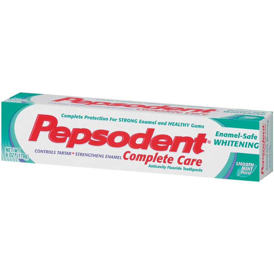 slide 3 of 3, Pepsodent Complete Care Enamel-Safe Whitening Smooth Mint Toothpaste, 6 oz