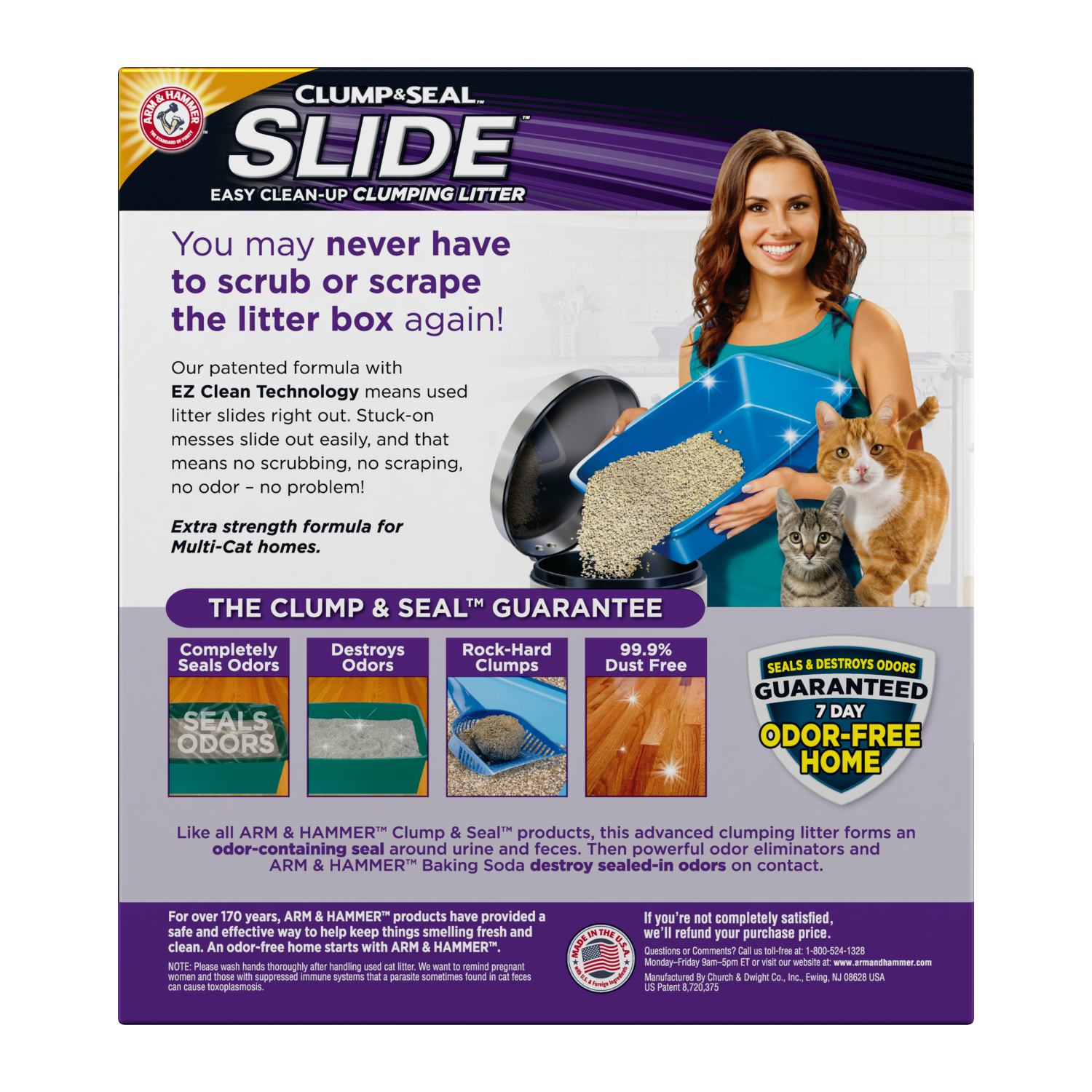 slide 2 of 4, ARM & HAMMER SLIDE Easy Clean-Up Multi-Cat Clumping Cat Litter, 28 lb, 28 lb