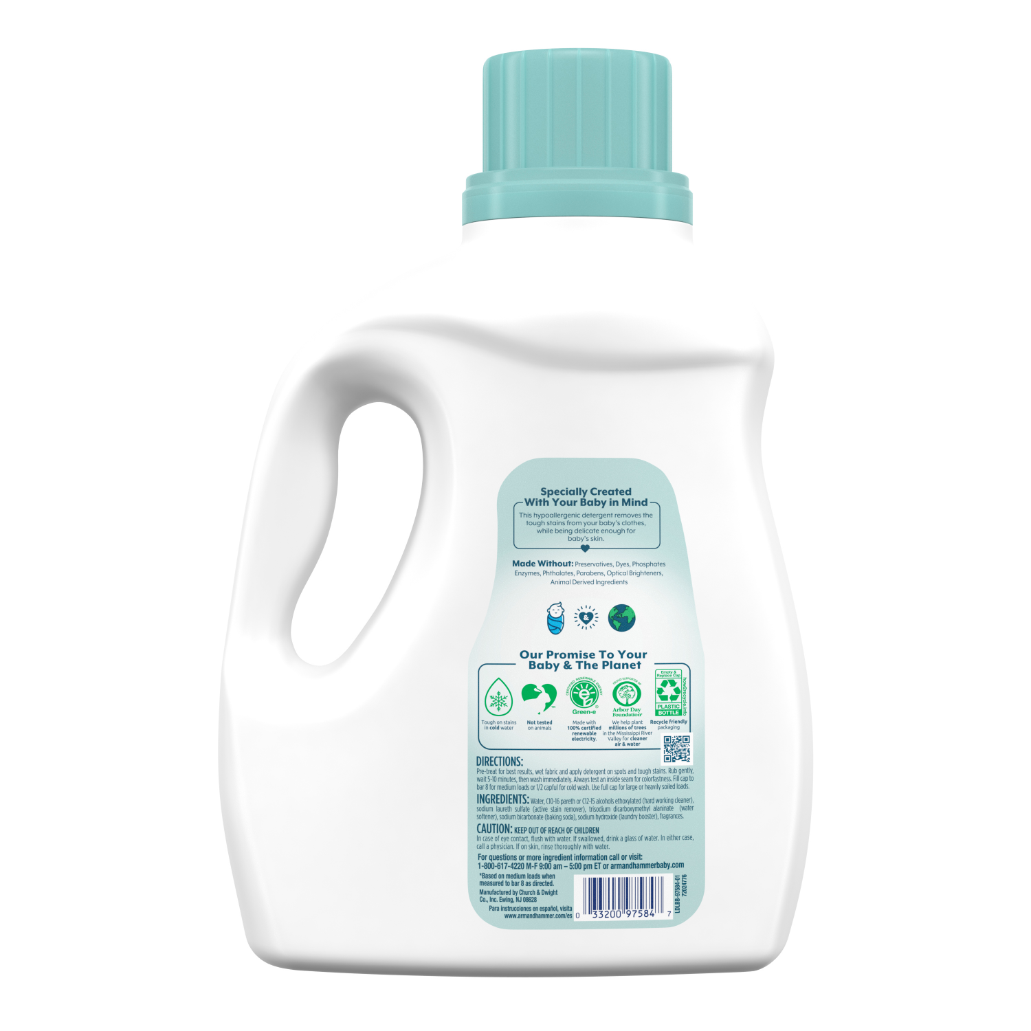 slide 2 of 2, ARM & HAMMER Baby, 77 Loads Hypoallergenic Liquid Laundry Detergent, 100.5 fl oz, 100.5 fl oz