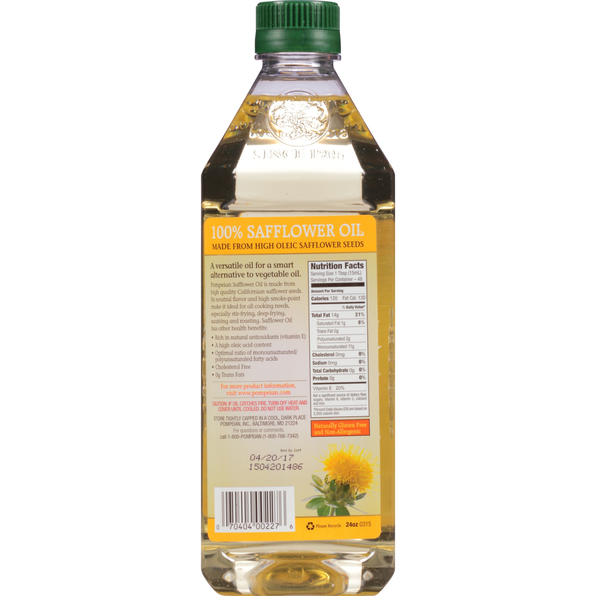 slide 6 of 7, Pompeian 100% Safflower Oil 24 oz, 24 fl oz