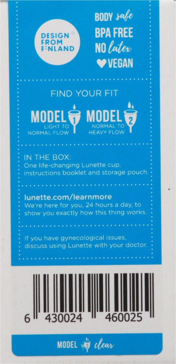 slide 12 of 12, Lunette 2 Clear Reusable Menstrual Cup 1 ea, 1 ct