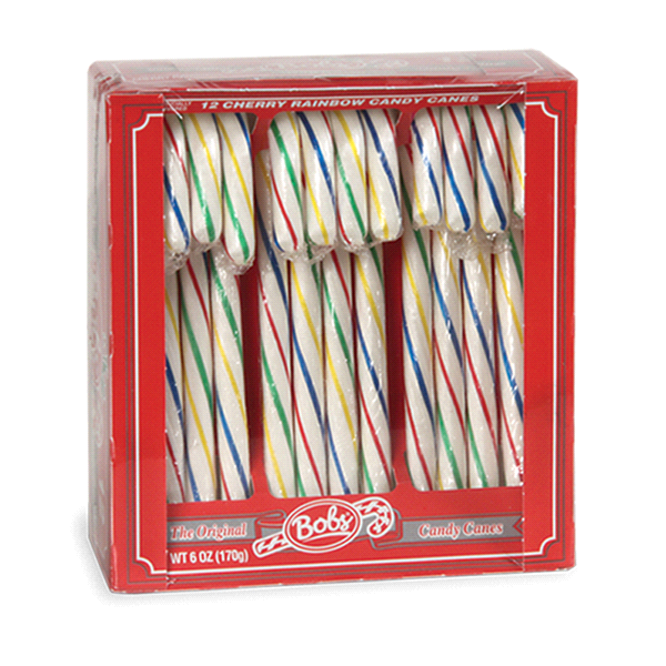 slide 1 of 1, Bobs Rainbow Candy Canes Cherry, 12 ct