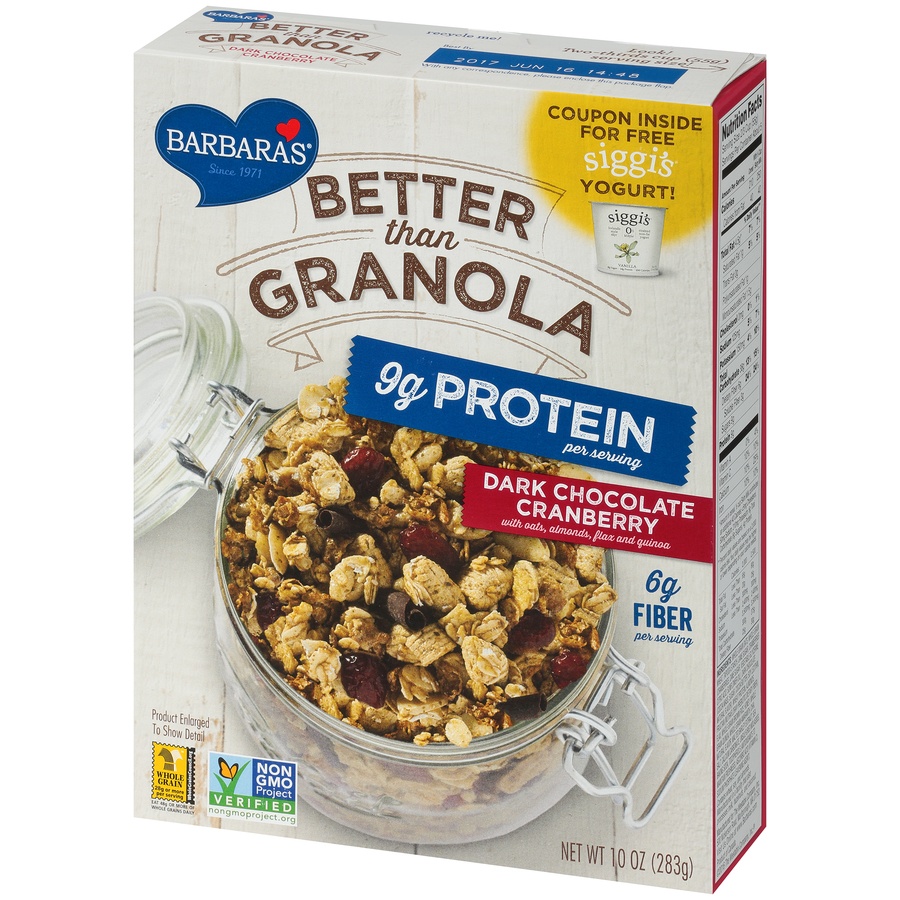 slide 3 of 8, Barbara's Better than Granola Dark Chocolate Cranberry Cereal, 10 oz