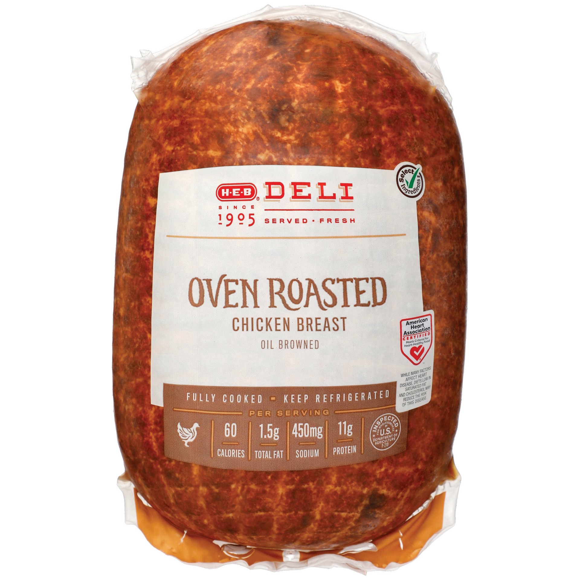 slide 1 of 1, H-E-B Deli Oven-Roasted Chicken Breast, Custom Sliced, per lb