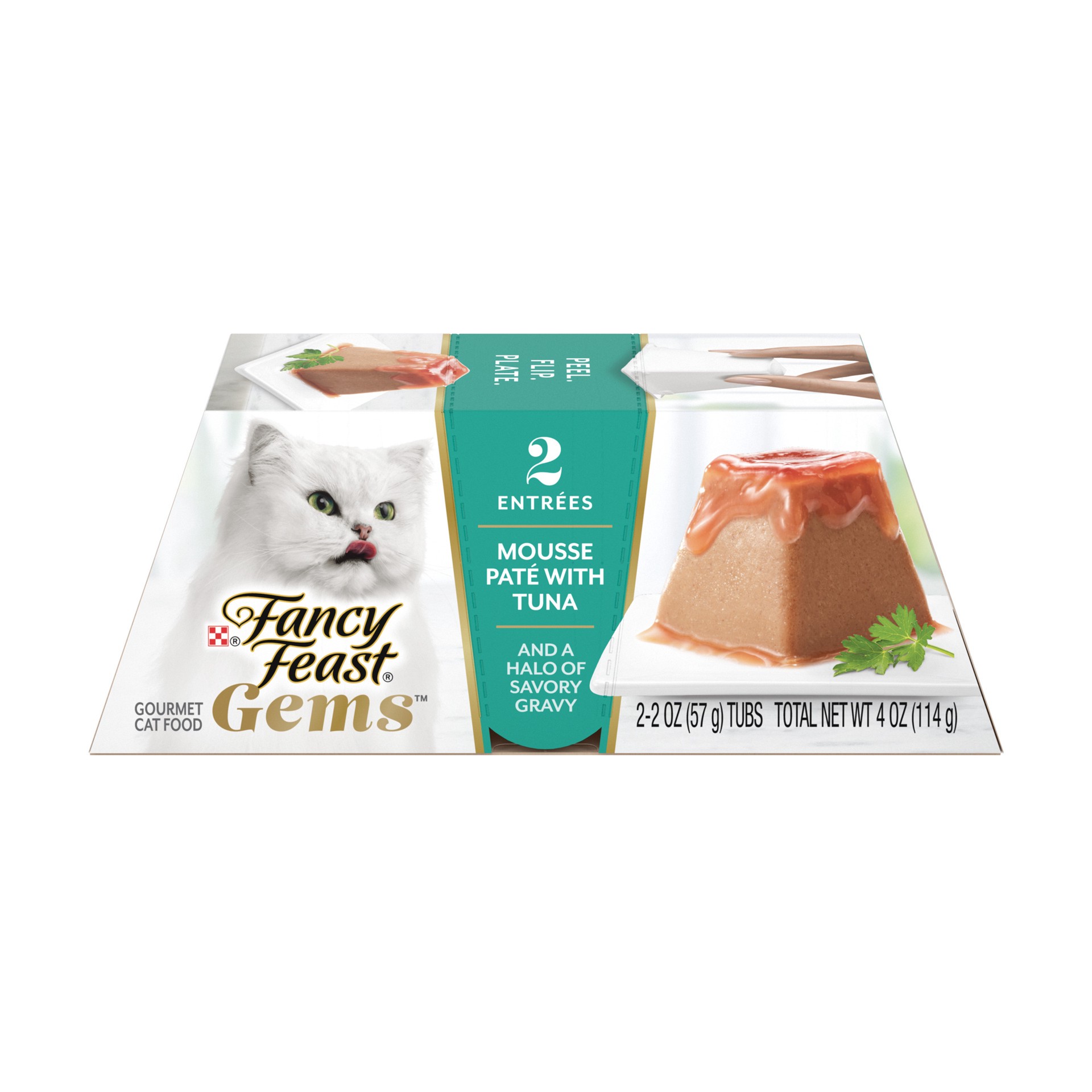 slide 1 of 7, Fancy Feast Gems Pate Cat Food Mousse With Tuna and a Halo of Savory Gravy Cat Food, 4 oz