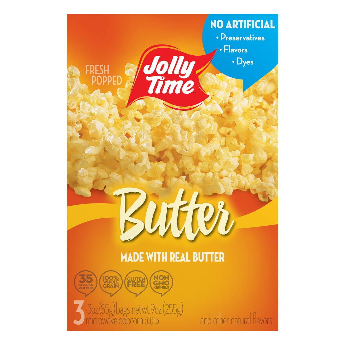 slide 1 of 1, Jolly Time Butter Microwave Popcorn, 3 ct; 3 oz