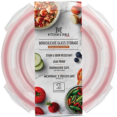 slide 1 of 1, Kitchen & Table Coral Borosilicate Round Storage Set, 1 ct