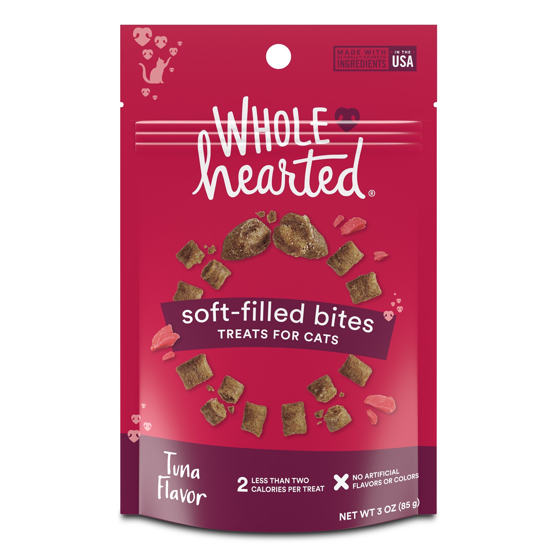 slide 1 of 1, WholeHearted Tuna Flavor Soft-Filled Bites Cat Treats, 3 oz., 1 ct