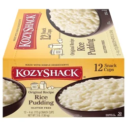 Kozy Shack Rice Pudding Snack Cups, Gluten Free Dessert, 4 oz, 12 Count