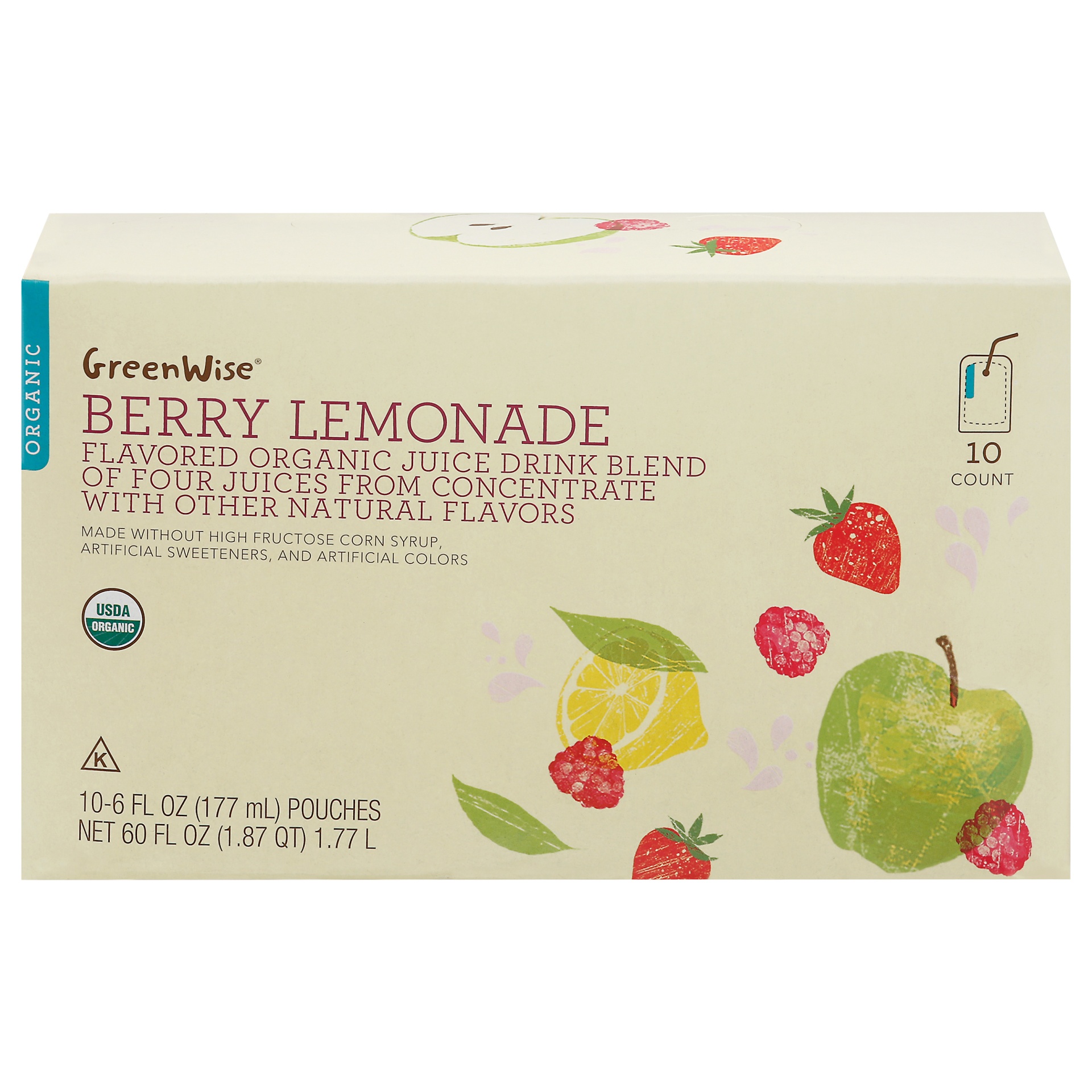 slide 1 of 1, GreenWise Organic Berry Lemonade Juice Drink Blend, 10 ct; 6 fl oz