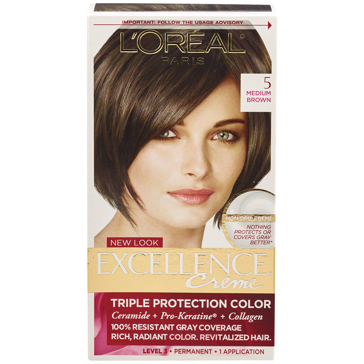 slide 1 of 1, L'Oréal Excellence Medium Brown 5 Hair Color, 1 ct
