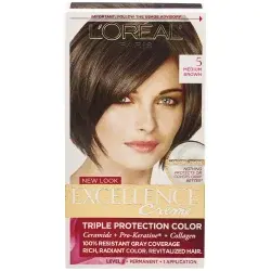 L'Oréal Excellence Triple Protection Permanent Hair Color - 6.3 fl oz - 5 Medium Brown - 1 Kit